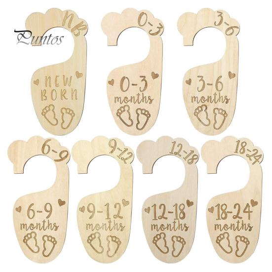 7/8 Pcs Baby Wardrobe Dividers Closet Wooden Baby Garment Size Markers Newborn To Toddler Baby Clothes Size Dividers for Daily Baby Clothes