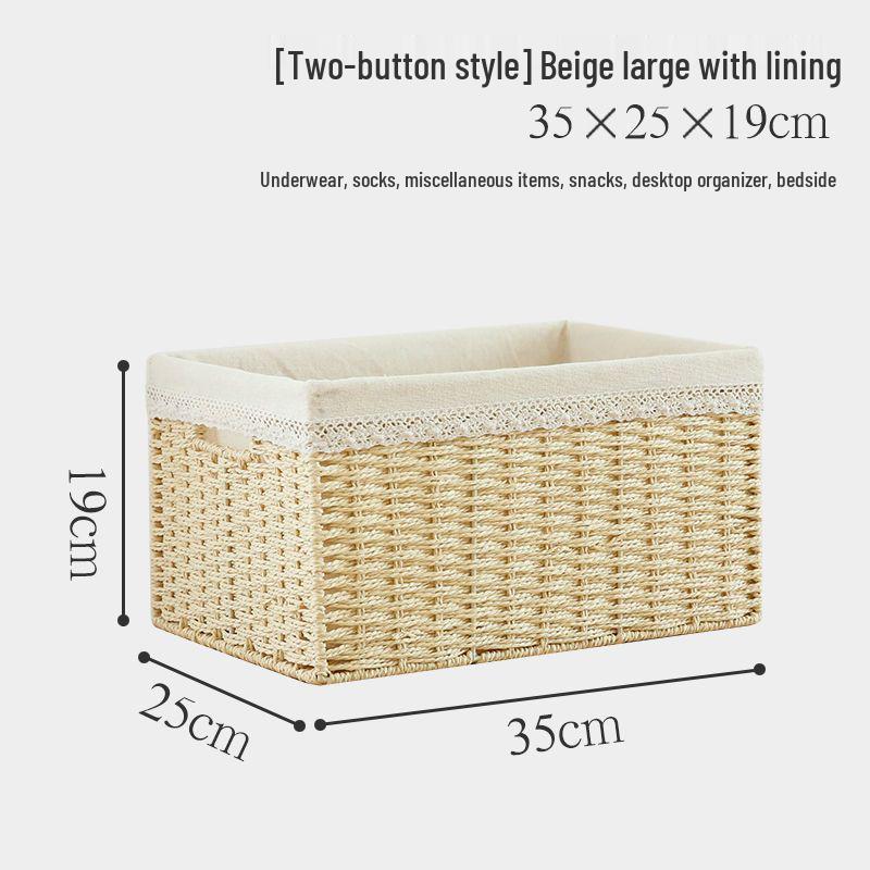 Japanese Style Large Rattan Storage Basket for Clothes, Toys, and Snacks