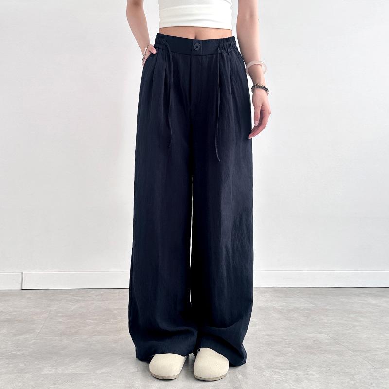 Tencel linen wide-leg pants women's summer thin new high-waisted straight loose casual mopping pants