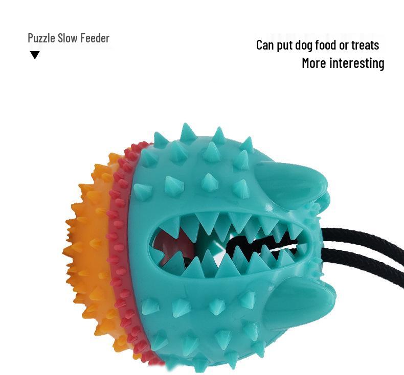 Dog Suction Cup Chew Toy: Sounding Pull Ball & Food Dispensing for Puppies