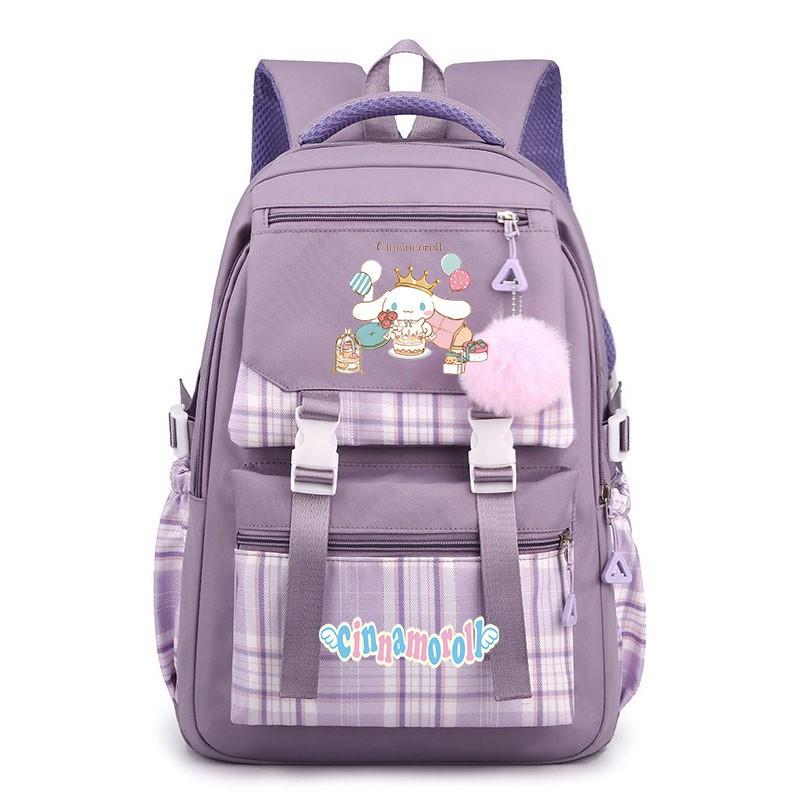Cinnamoroll Kids School Backpack Boys Girls Large Capacity 20-35L Nylon Dual Strap Bag With Arc Shoulder Straps