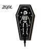 Entrance Hall Storage Halloween Gothic Wooden Wall Hook with Moon Star Skeleton Patterns, Decorative Retro Key Hanger for Bedroom Accessory