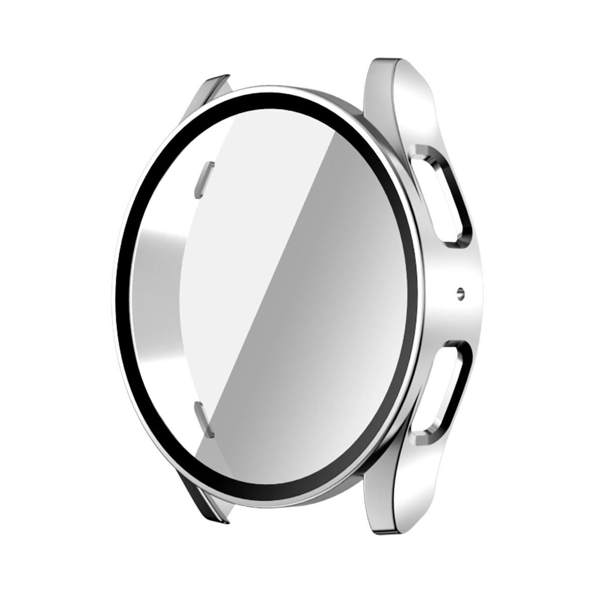 

Закаленное Стекло+ Чехол-Бампер из Поликарбоната для Samsung Galaxy Watch4 5 6 7 44мм 40мм Полное Покрытие Защитный Бампер Чехол Аксессуары для Galaxy Watch7 Galaxy Watch 7 40mm серебряный
