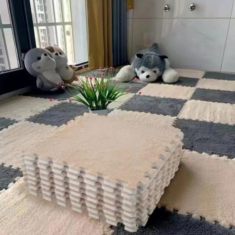 10PCS Baby Play Mat - Soft Plush Warm EVA Foam Puzzle Carpet Shockproof Children's Room Bedroom Mat Safe Baby Toys Accessories