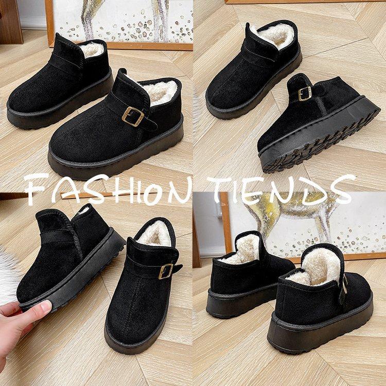 Women's Large Size Soft Sole Winter Warm Fur Snow Boots Padded Lined Ankle Boots Non-slip Hiking Sports Cotton Boots