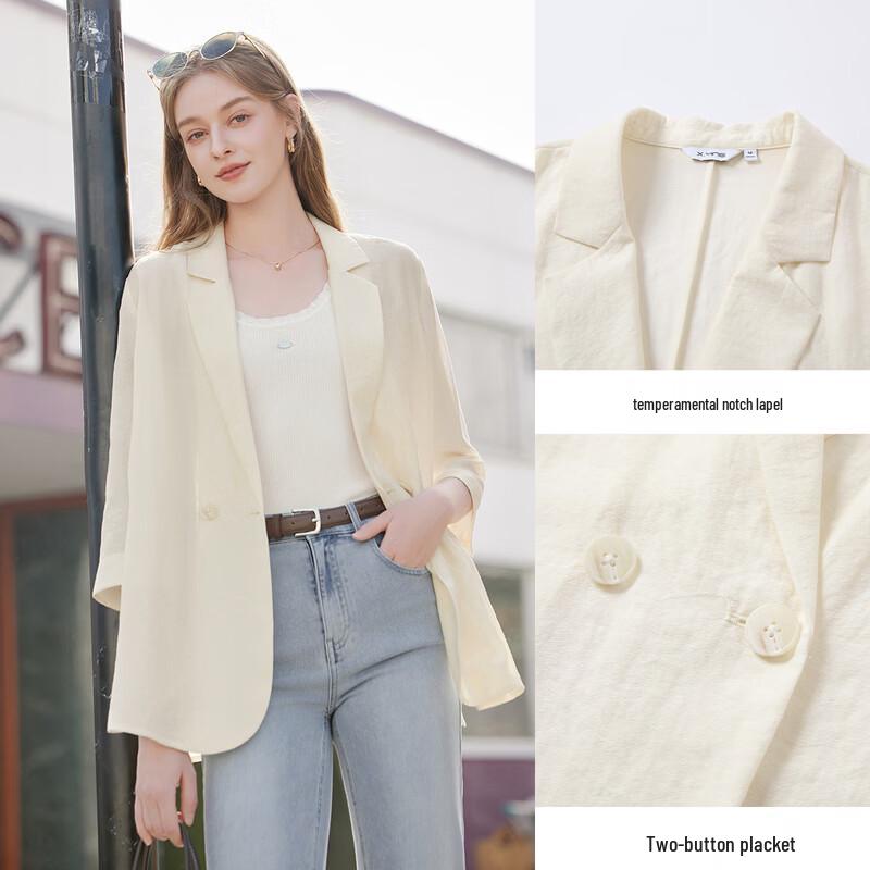 Women's Lightweight Acetate Blend 3/4 Sleeve Blazer