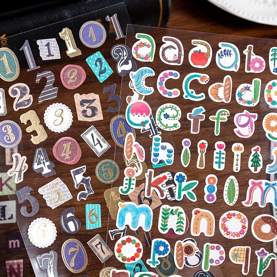 1 Set of Vintage Number Letter Stickers, Number Stickers for Scrapbooking, 6pcs Letter Stickers for Diary Decoration, Notebook