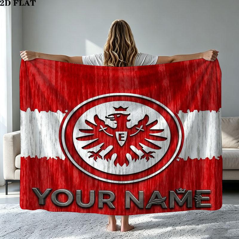 1PC Eintracht Frankfurt Custom Name Patterned Flannel Blanket Suitable For All Seasons for Home Decor Warmth and Comfort Gifts Holiday Present
