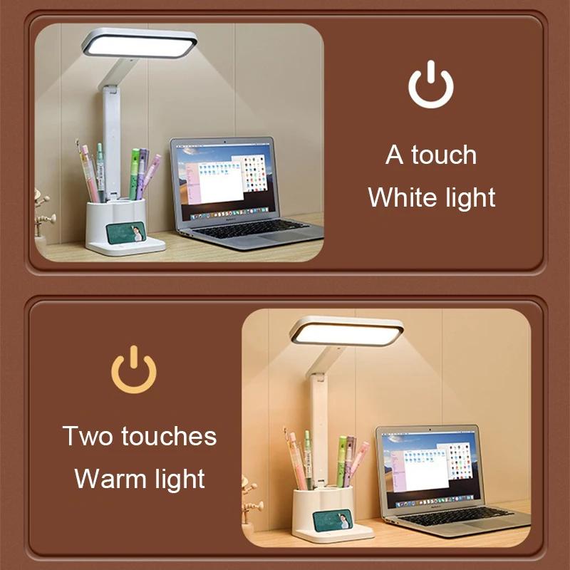 LED-bureaulamp 3 niveaus Dimbaar Touch-nachtlampje USB-oplaadbaar Oogbescherming Opvouwbare tafellamp voor slaapkamer, nachtkastje, bureau