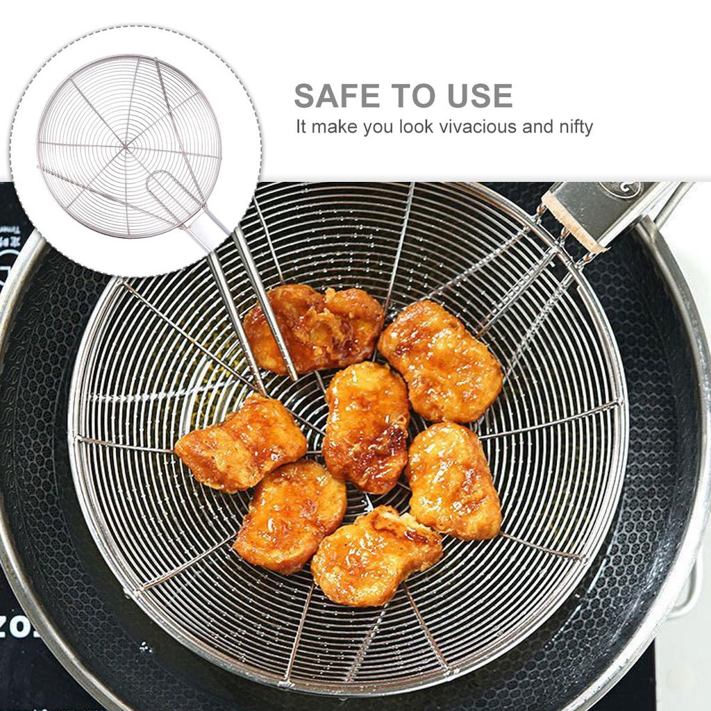 Stainless Steel 20Cm Long Handle Mesh Colander Spoon For Frying Oil Filter Strainer French Fries Vegetables Noodles