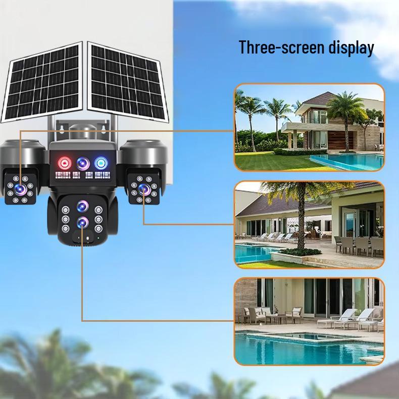 V380 Solar-Powered 10X Zoom Panoramic PTZ Camera with Mobile Alarm for Outdoor Use
