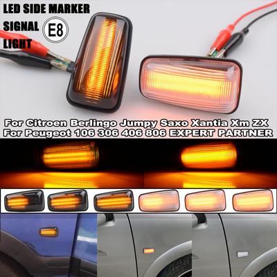 2PCS Led Dynamic Side Marker Turn Signal Light for Peugeot 306 106 406 806 Citroen XM ZX Break Xsara Xantia Fiat