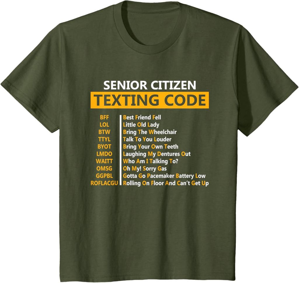 Zabawny Design Kodu SMS dla Seniora Prezent dla Dziadka Koszulka