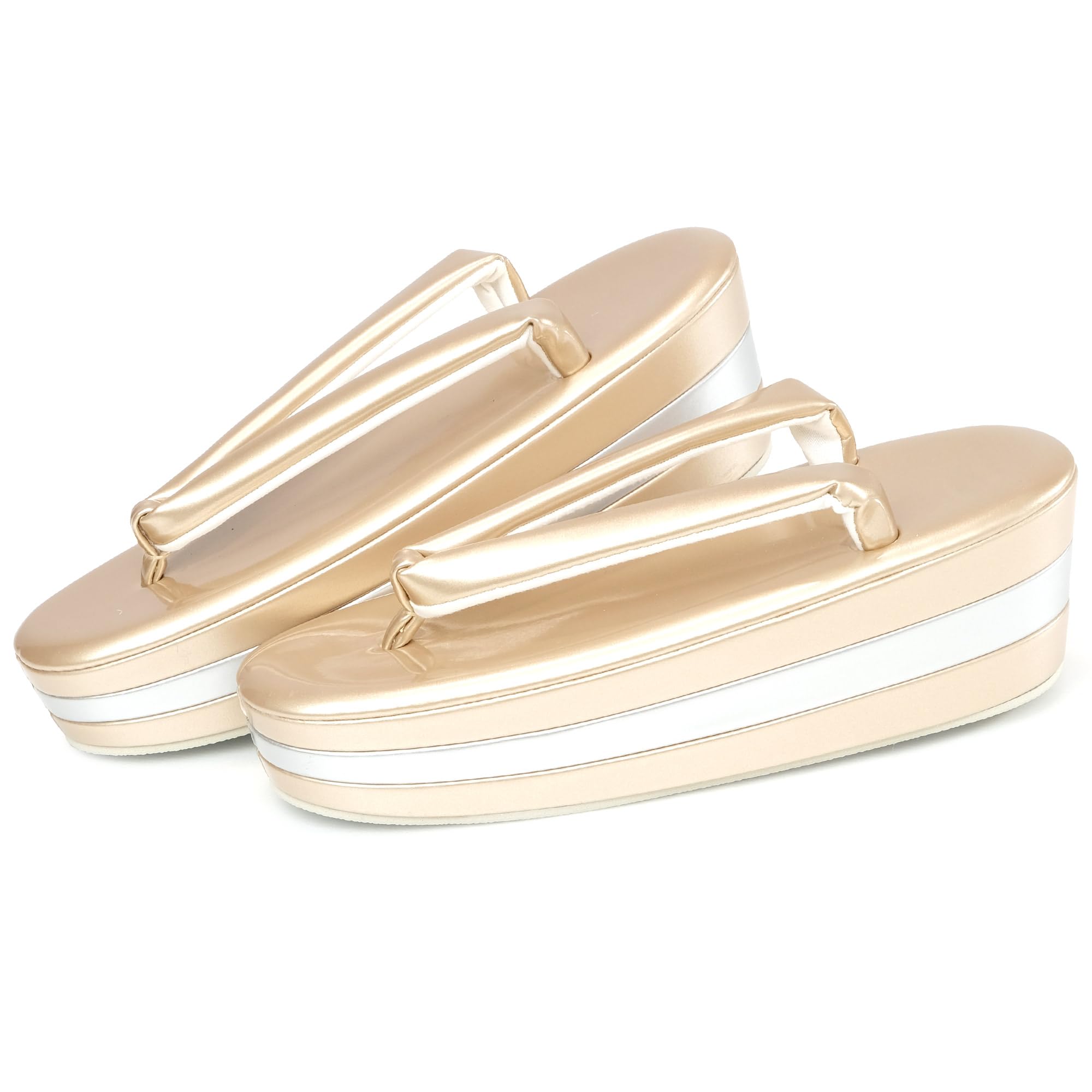 

Kyoto Kimono Yuzen Women s Formal Sandals, Thick-Soled, Three-Tier Platform, Champagne Gold Enamel (L, One Size Fits Most, 22.5cm-24cm)