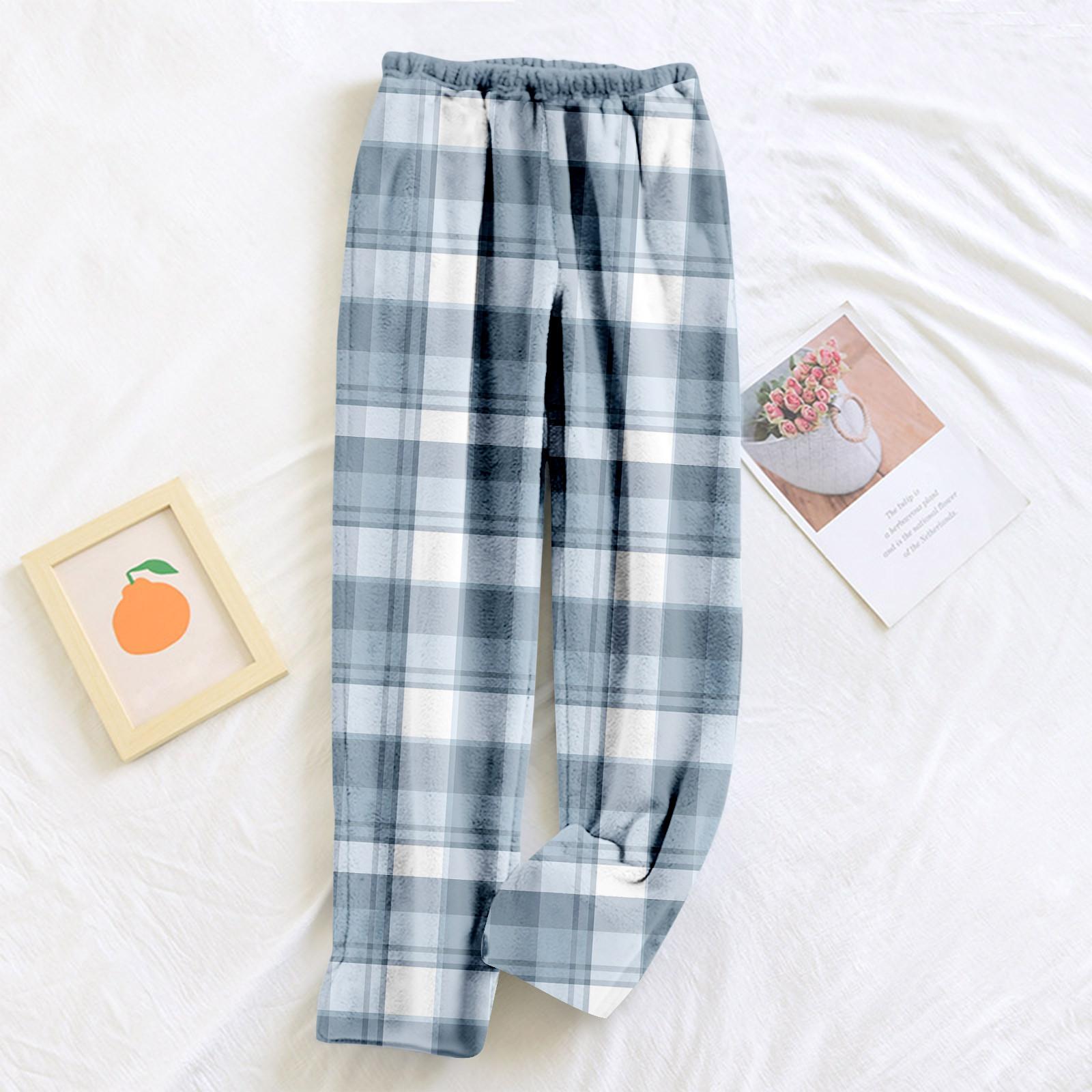 

Женские пижамные штаны, плюшевые пижамные штаны с мягкой эластичной талией, клетчатые штаны с 2 карманами XL