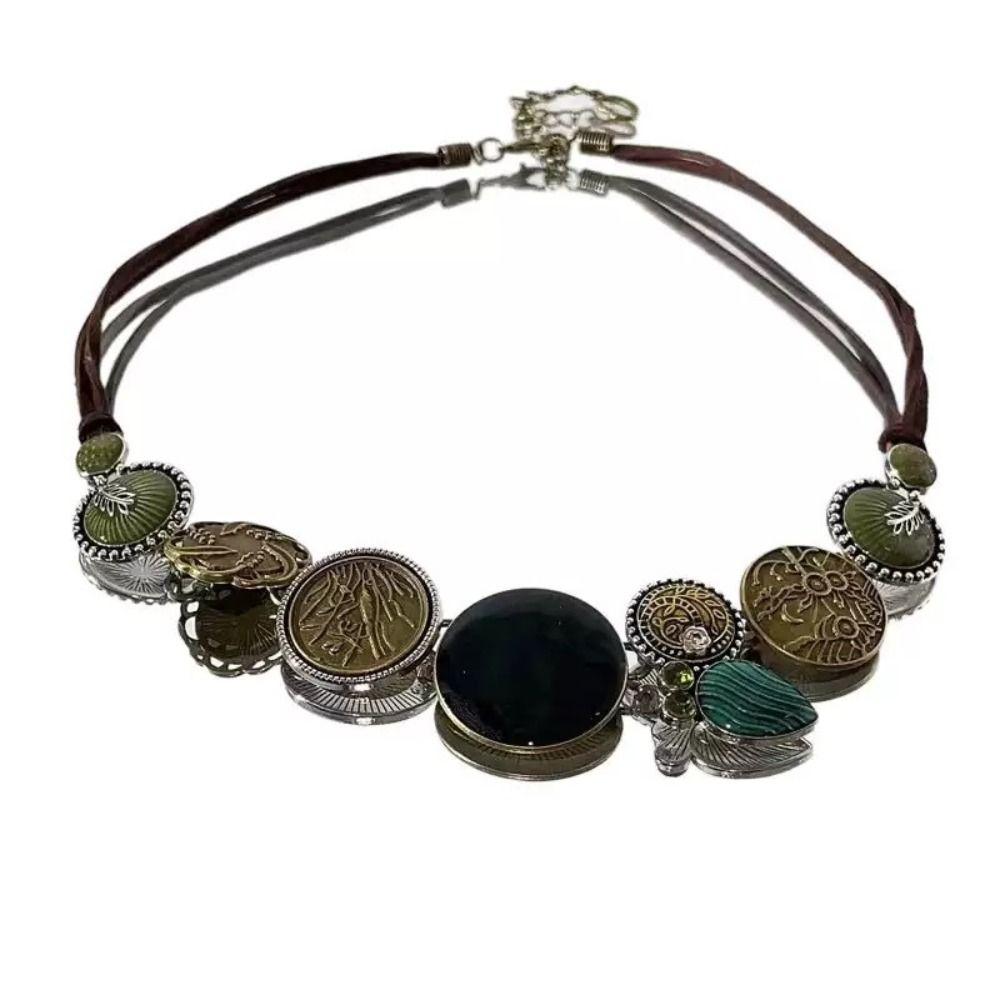 Colorful Vintage Necklace Green Chain Necklace New Choker  for Women