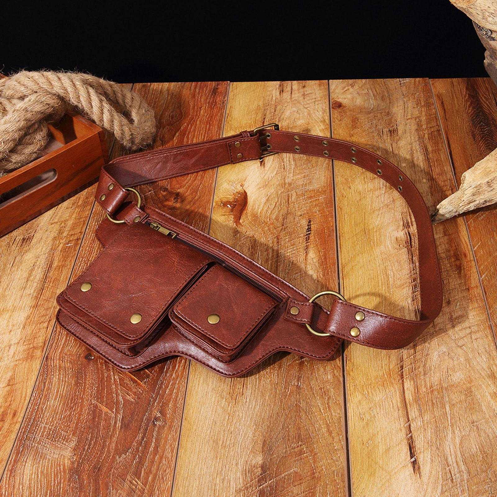 

Женская поясная сумка регулируемый ремень походная повседневная готическая мода универсальный винтажный дизайн аксессуар Red Brown