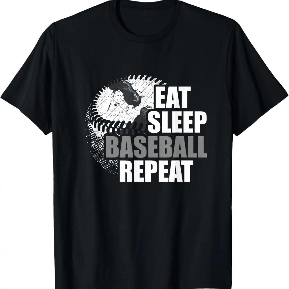 

Eat Sleep Baseball Repeat Baseball Apparel - Funny Baseball T-Shirt XXXXXL чорний