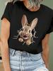 Easter Bunny Pattern Print Crew Neck Short Sleeve T-Shirt Summer Short Sleeved Harajuku Streetwear Tops Tees Aesthetic Clothes