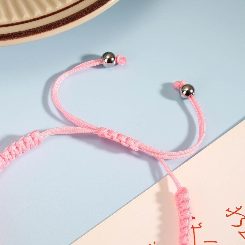 Breast Cancers Awareness Hope Bracelet for Women Pink Ribbon Charm Braided Rope Wrist Wrap Bangle Handmade Jewelry Gift