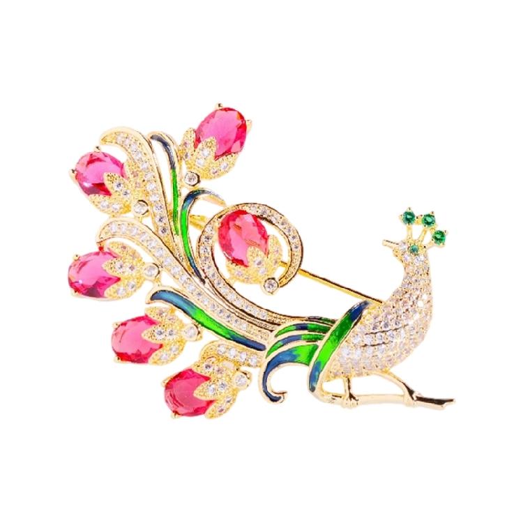 Charming Peacocks Brooch with Intricate Peacocks Design Made of High Quality Alloy Lightweight 11g Ideal for Daily Accessories and Gifting.