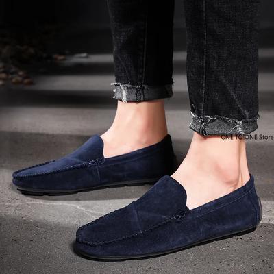 Moda Męskie Buty Codzienne 2025 Moda Wsuwane Mokasyny Buty do Jazdy Miękkie Wygodne Oddychające Płaskie Trampki Czarne Szare Czerwone Loafersy