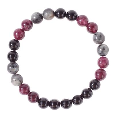 Modisches Stretch-Armband mit Perlen, mehrfarbigen Natursteinen und Harzperlen für Damen und Mädchen