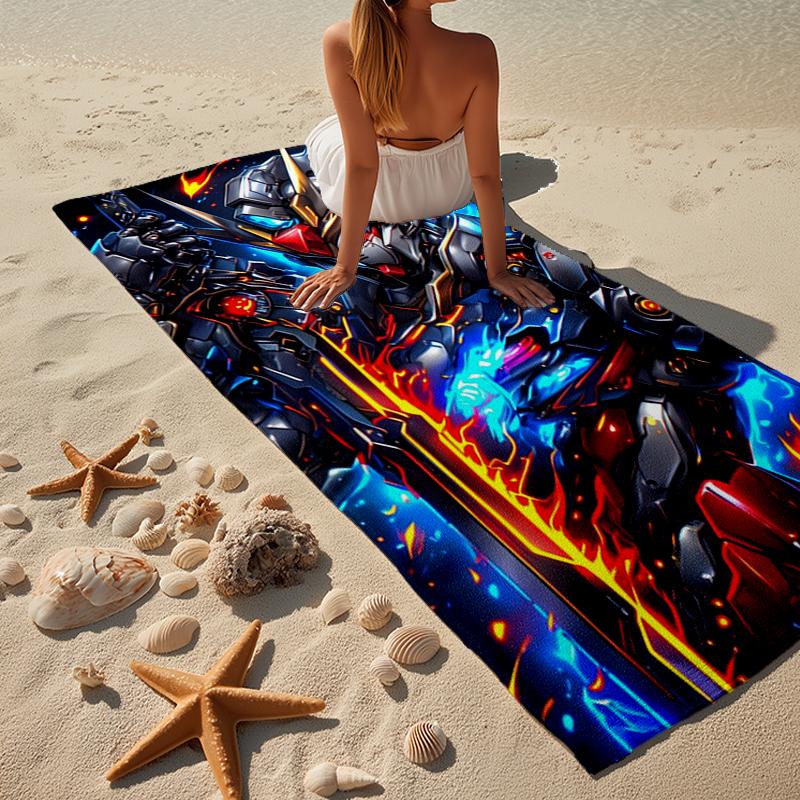 Robotic Warrior Design Beach Towel, Super Soft Microfiber, Gift for Her/Him, Birthday, for Pool, Beach, Travel, Home Decor Fan gifts