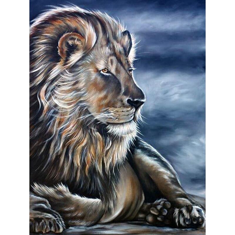 New 5D DIY Diamond Painting Lion Diamond Embroidery Animals Full Round Drill Crafts Home Decor Manual Gift