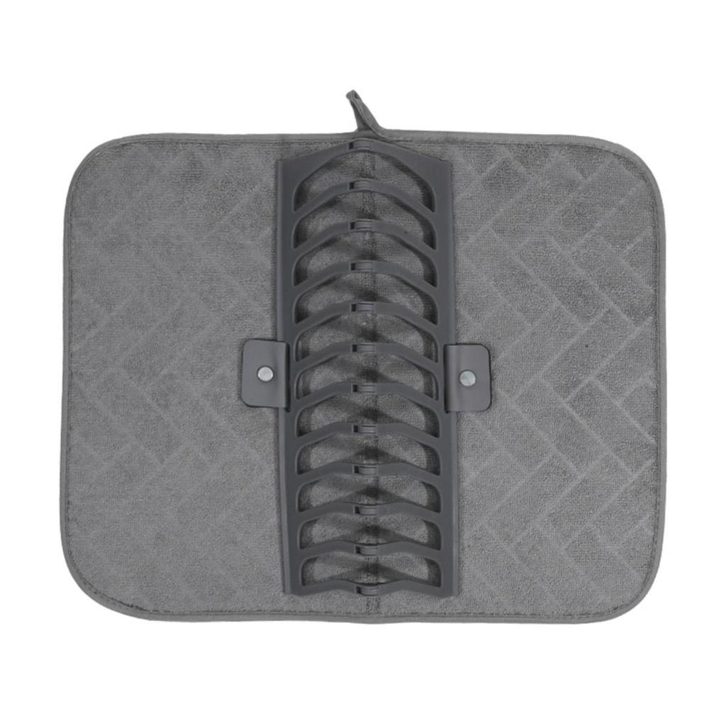 Dish Drying Mat and Rack Super Absorbent Kitchen Draining Pad for Pot Plate Pan Bowl Utensils Cookware Vegetable