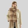 Autumn and winter new mohair plaid scarf women's thickened high-end imitation cashmere scarf atmosphere warm scarf