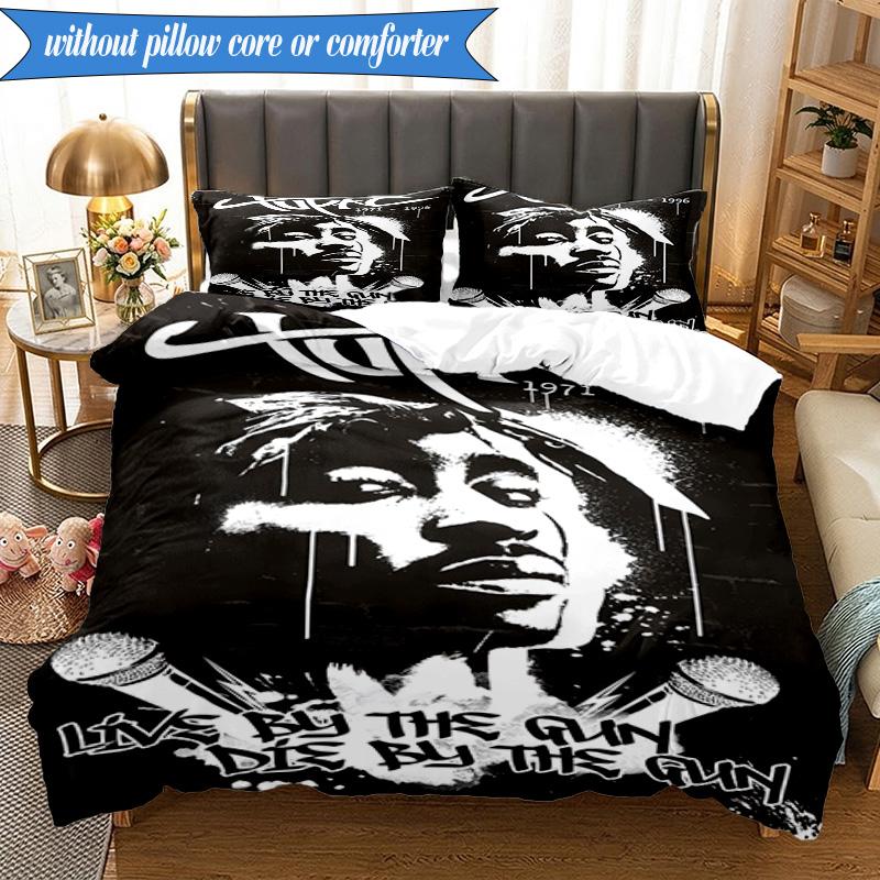 Rap Legend In Blue 3pcs K-pop Music Group Bedding set,Ideal for Bedroom, Dormitory,Including Duvet Cover And 2pcs Pillowcases,Fan Gifts
