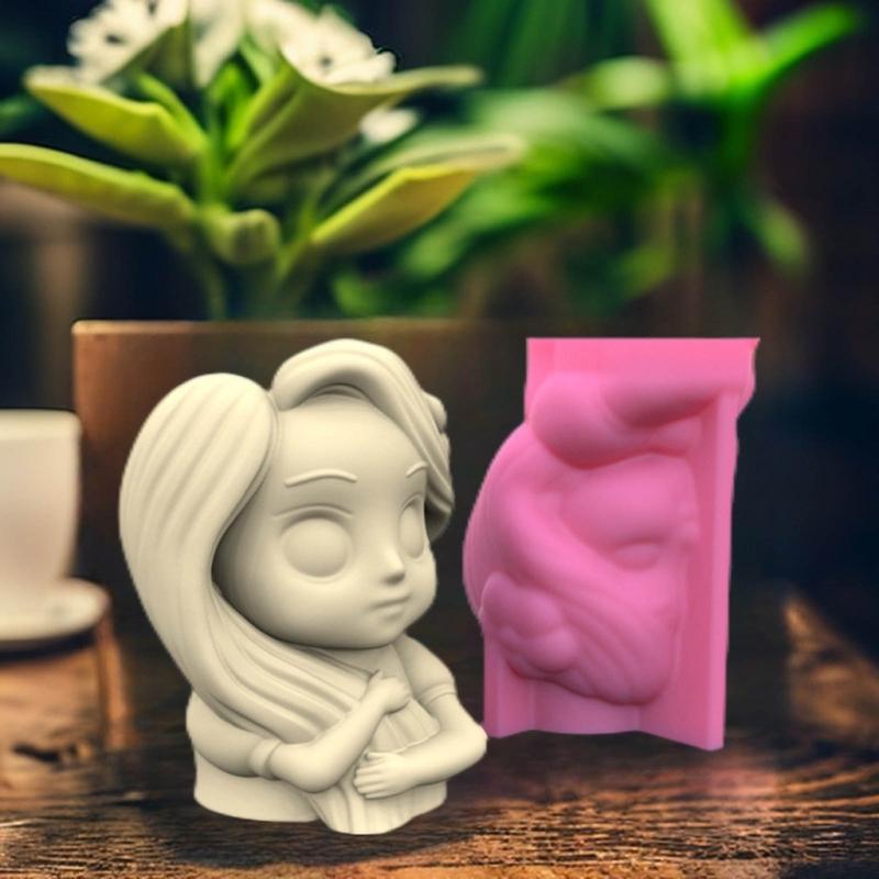 Little Girl Shaped Planter Mold Flowerpots Molds Silicone Concrete Mould Hand-Making Supplies for DIY Flowerpot Crafting