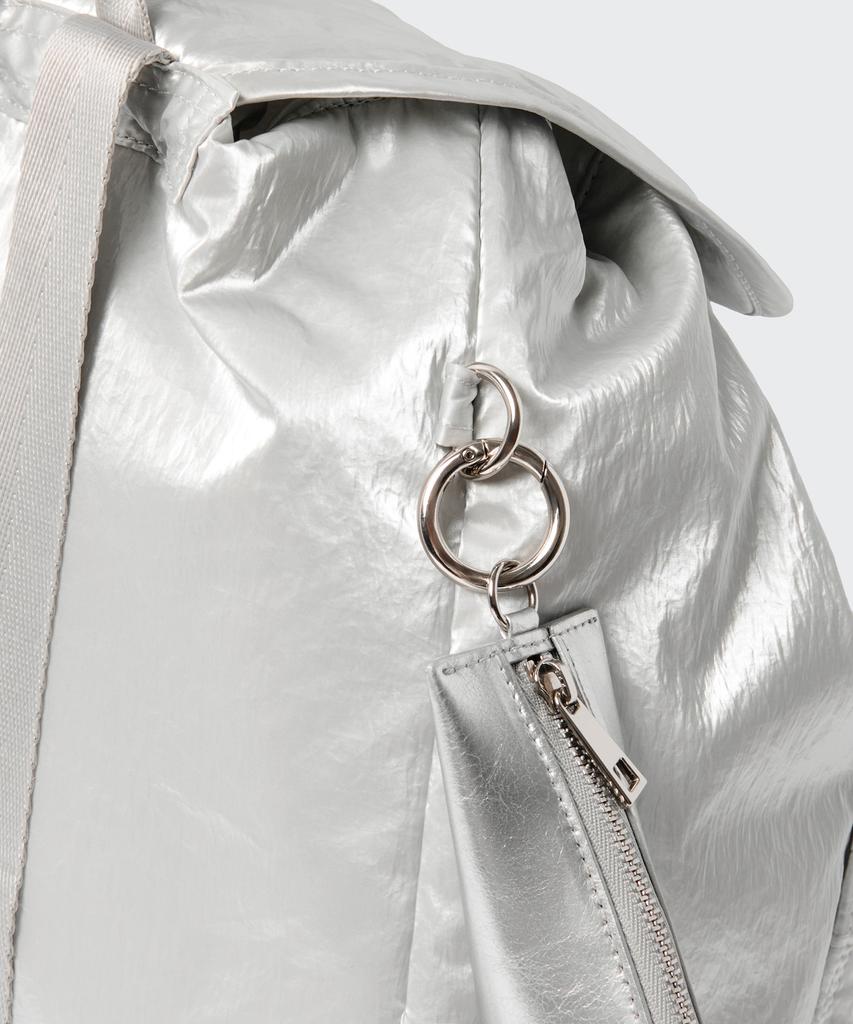 Musinsa Standard Woman Shiny Flap Mini Backpack [Silver]