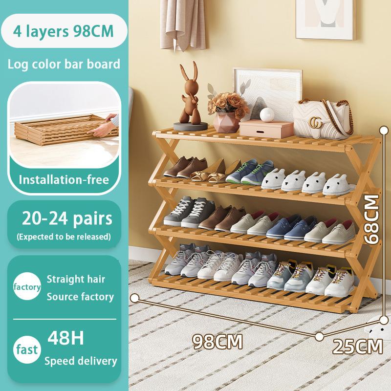 Folding Shoe Rack Multi-tier Shoe Rack for Entryway Balcony Potted Plant Shelves Simple Assembly Shoe Rack Make Of Bamboo