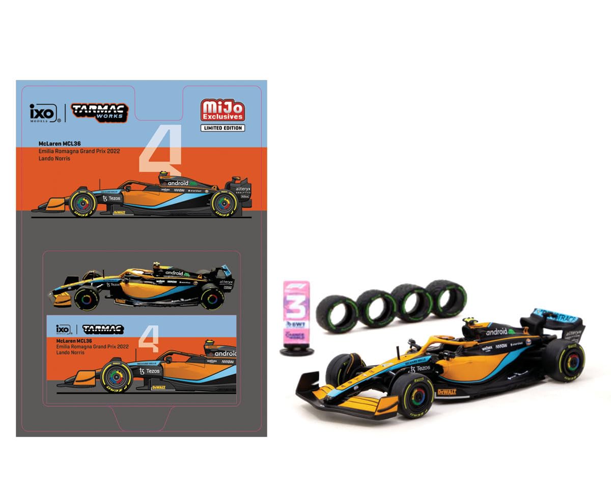 

Tarmac Works McLaren Ландо Норрис Гран-при Эмилии-Романьи 2022 IXO x Tarmac Ландо Норрис MiJo Limited 1/64 MCL36#4 [Б/У]