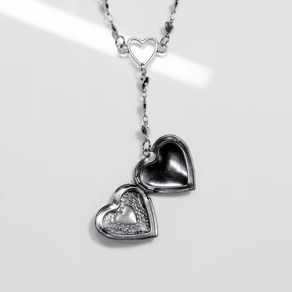 Y2K Message Locket Necklace Jewelry Accessories Photo Picture Necklace New Heart Necklace