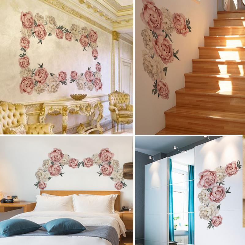 Pæonblomster Mønster Vægklistermærke Kunst Dekal Hjem Stue Soveværelse Dekoration