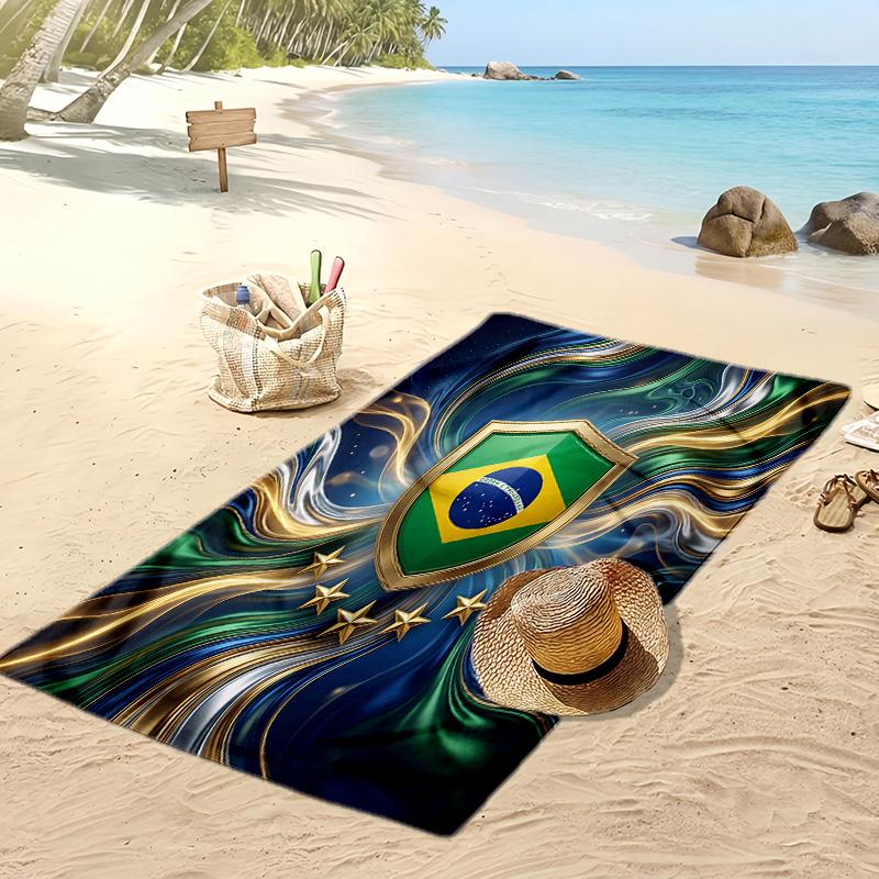 Asciugamano da Spiaggia con Stampa Calcio Brasiliano Asciugatura Rapida Super Assorbente Morbido Asciugamano da Bagno per Nuoto Spiaggia Viaggio Souvenir Regalo