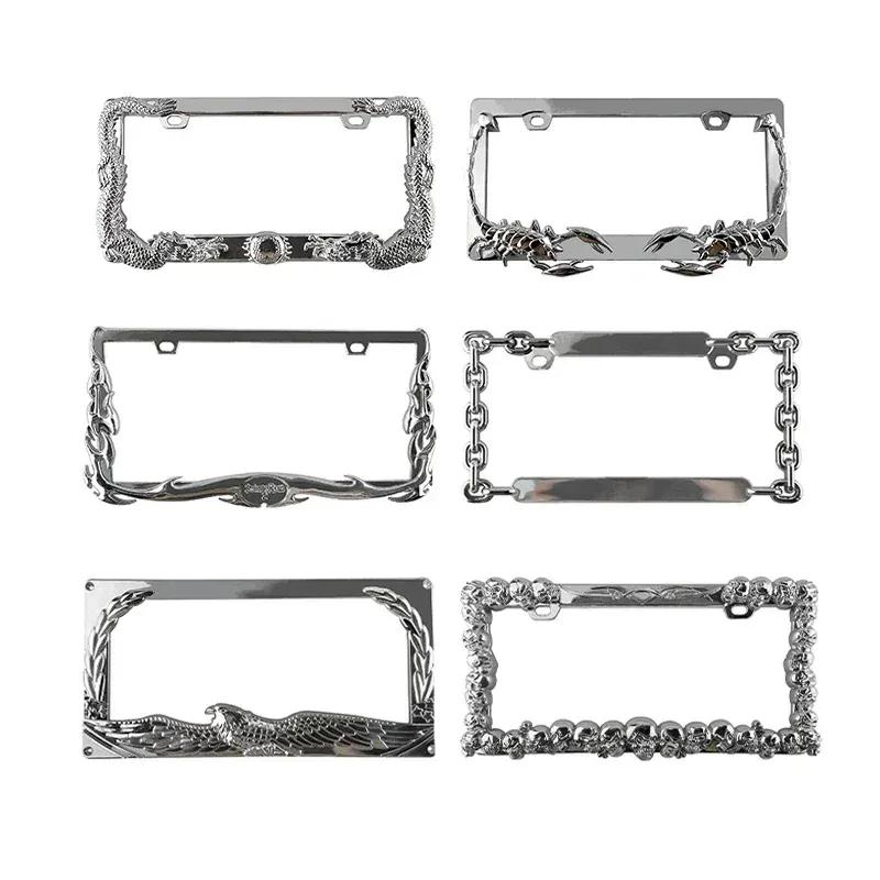 2pc Animal Chain Skeleton Shape Personalized Creative License Plate Frame ABS N Standard Vehicle Plate Holder
