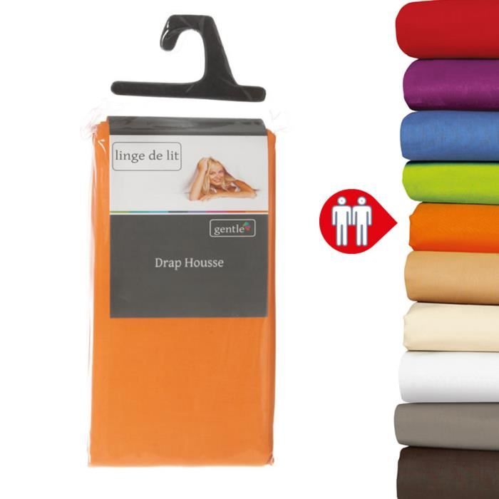 Drap housse - 140x190 cm - 100% coton - Orange - 57 fils