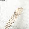 INCERUN Men Zip-up Waist Mesh Sheer Patchwork Hollow Pants Shorts Home Wear