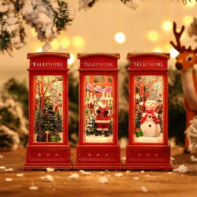 Weihnachtsdekoration, rote Telefonzelle, Baum, Schneemann, Weihnachtsmann-Figur, Laterne, Lampe, leuchtende Ornamente, Geschenk für Zuhause, Party-Dekoration