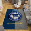Hertha Logo Flannel Printed Carpet, Home Sofa Decoration for Living Room & Bedroom, Non‑Slip Play Flannel Floor Mat for Game Room
