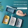 No-Drill Adhesive Soap Dish, Creative Whale-Shaped Soap Holder With Drainage For Bathroom Double-Layer Drain Soap Box