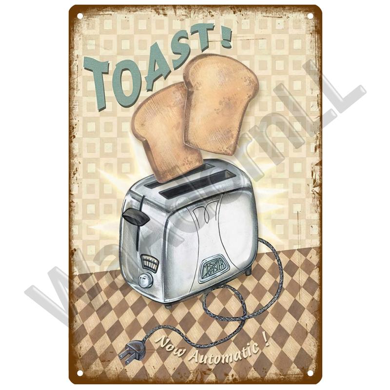 Metallschild Wohnkultur Fast Food Vintage Blechschild Plakette Metall Retro Teller Hot Dog Poster Wanddekor für Küche Café Diner Bar