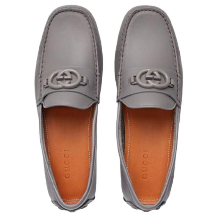 Gucci Interlocking Casual Gommino Loafers Men's Gray 692379 1XH00 1275
