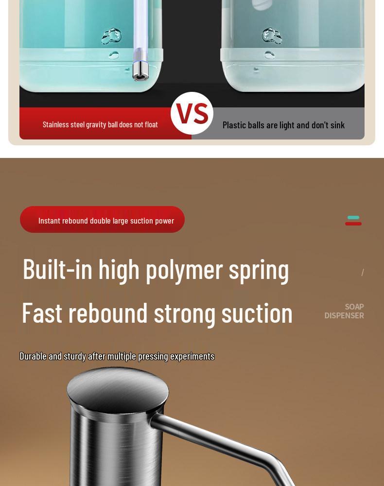 304 Stainless Steel Soap Dispenser with Press Pump for Dishwashing and Vegetable Washing Basin