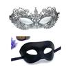 Mask Couple Halloween Set With Rhinestones And Lace For Holiday Party Costumes