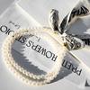 French spring and summer scarves, headbands, high-end feel, pearl necklace, scarf collarbone chain, creative straps, elegant necklaces